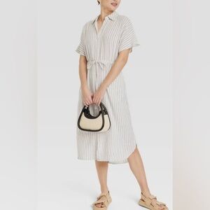 NO LONGER AVAILABLE
New Day - M - striped short sleeve linen midi shirt dress